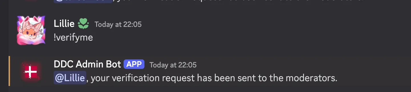 verifyme command admin server